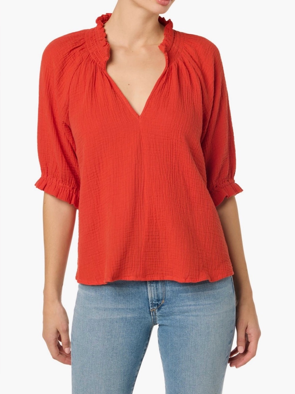 Joe’s Jeans Cotton Gauze Top in Poppy size Medium